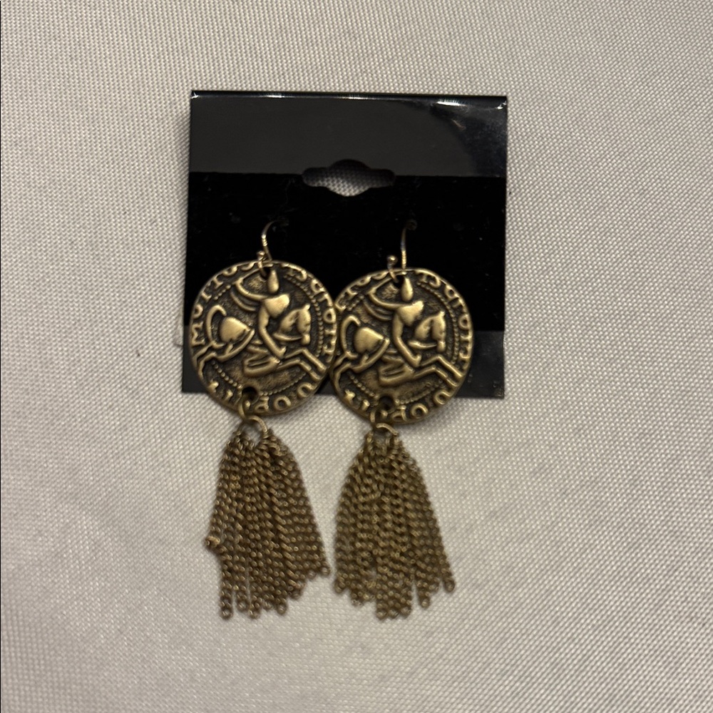 Silpada Gold Coin Earrings with Chain Tassels. KRN 0060